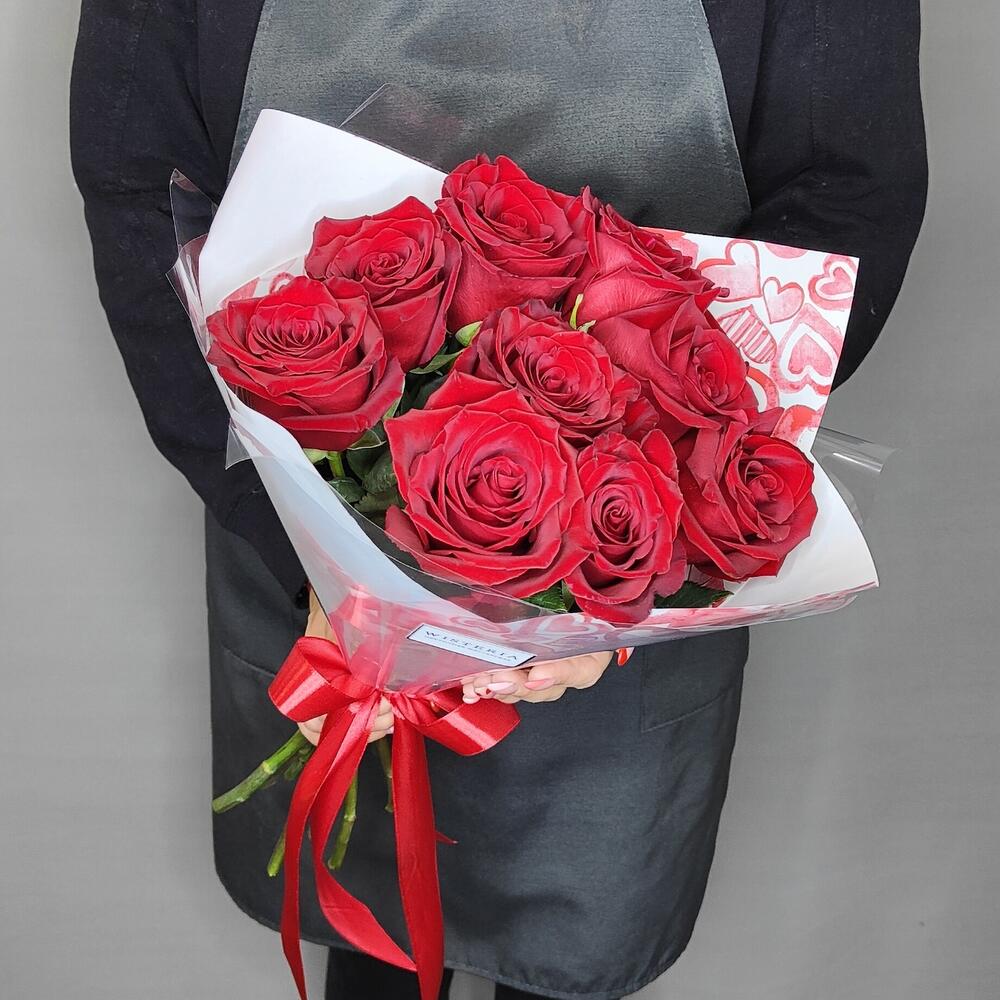 Букет из 9 красных роз 